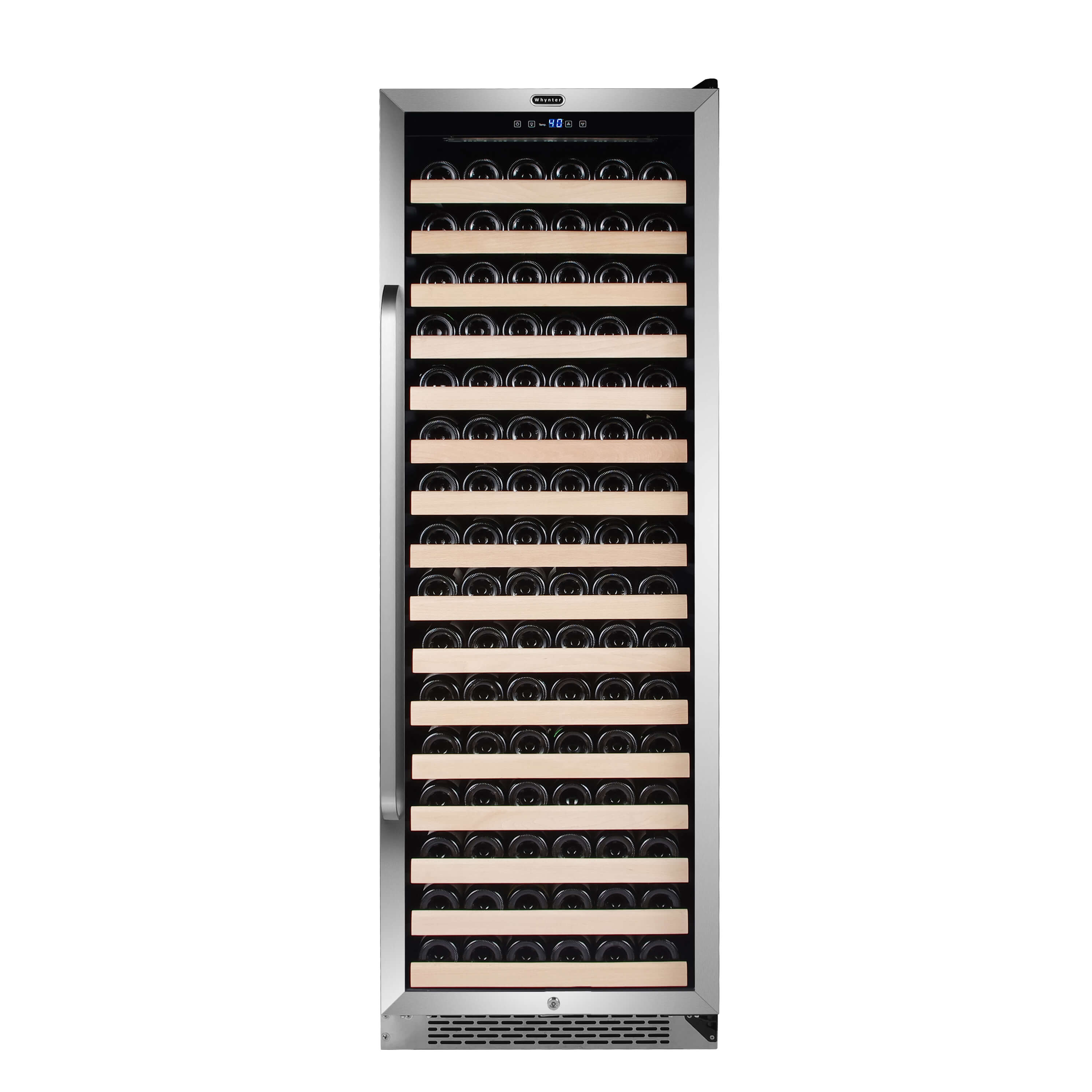 Whynter 24″ 166 Bottle Large Capacity Built-in Stainless Steel Compressor Wine Refrigerator with Display Rack and LED display - BWR-1662SD