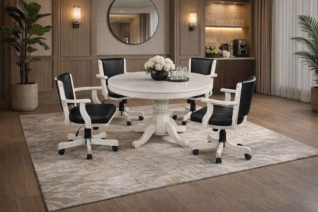 48" 3-in-1 Round Poker Table – Dining, Gaming & Storage in One Game Table