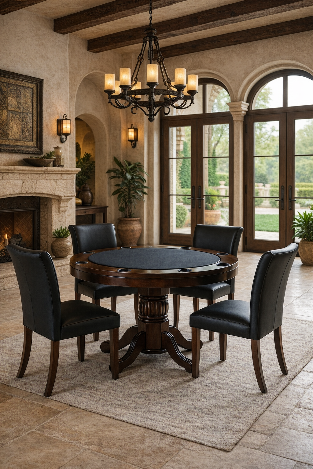48" 3-in-1 Round Poker Table – Dining, Gaming & Storage in One Game Table