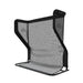A black mesh back support with a sturdy metal frame, designed for ergonomic seating.
