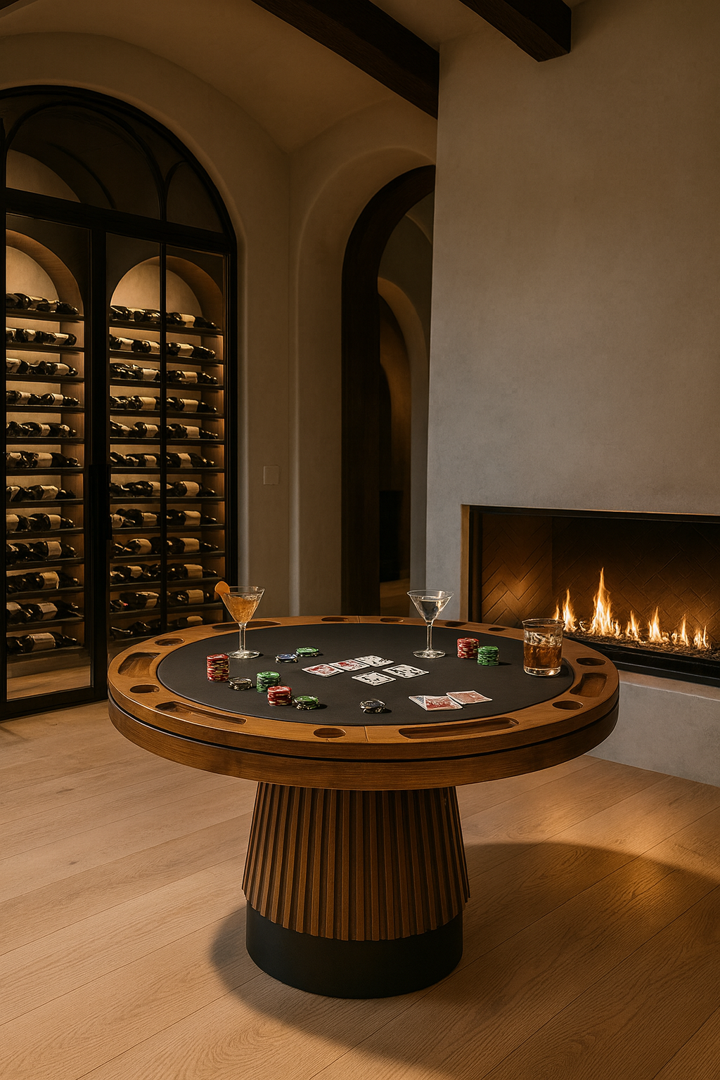 48" Poker Table - Walnut Play Lifestyle1