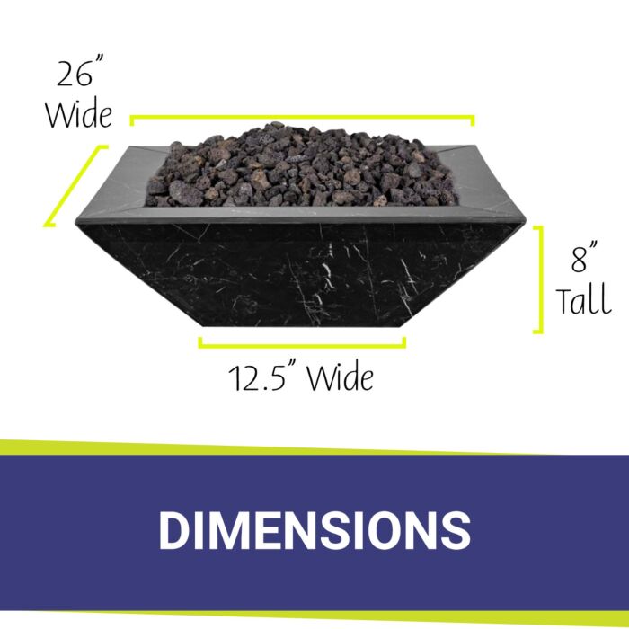 OC Outdoorscapes 26" x 26" Square Black Marble Fire Bowl - Natural Gas