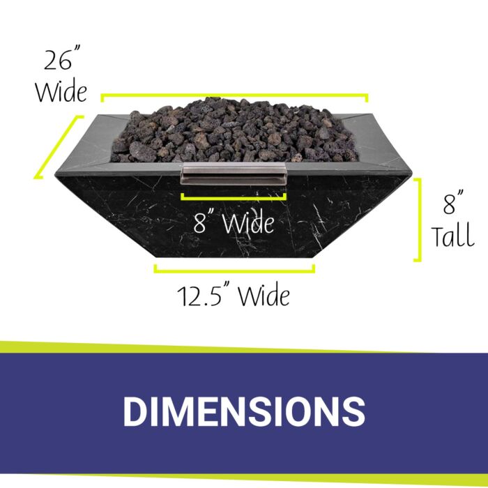 OC Outdoorscapes 26" x 26" Square Black Marble Fire & Water Bowl - Natural Gas