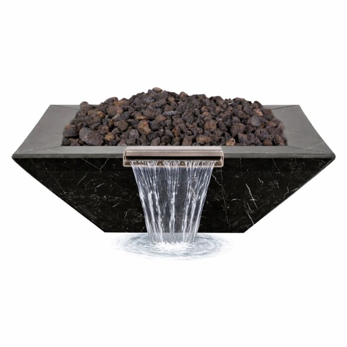 OC Outdoorscapes 26" x 26" Square Black Marble Fire & Water Bowl - Natural Gas