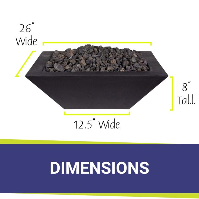 OC Outdoorscapes 26" x 26" Square Carbon Black Fire Bowl - Natural Gas