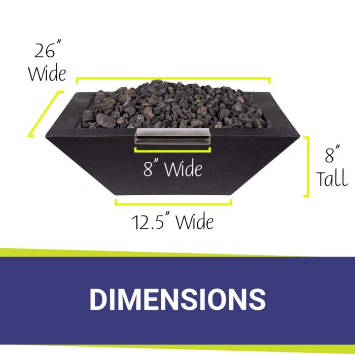 OC Outdoorscapes 26" x 26" Square Carbon Black Fire & Water Bowl - Natural Gas