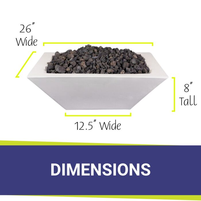 OC Outdoorscapes 26" x 26" Square Classic White Fire Bowl - Natural Gas