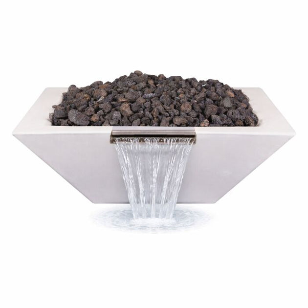 OC Outdoorscapes 26" x 26" Square Classic White Fire & Water Bowl - Natural Gas
