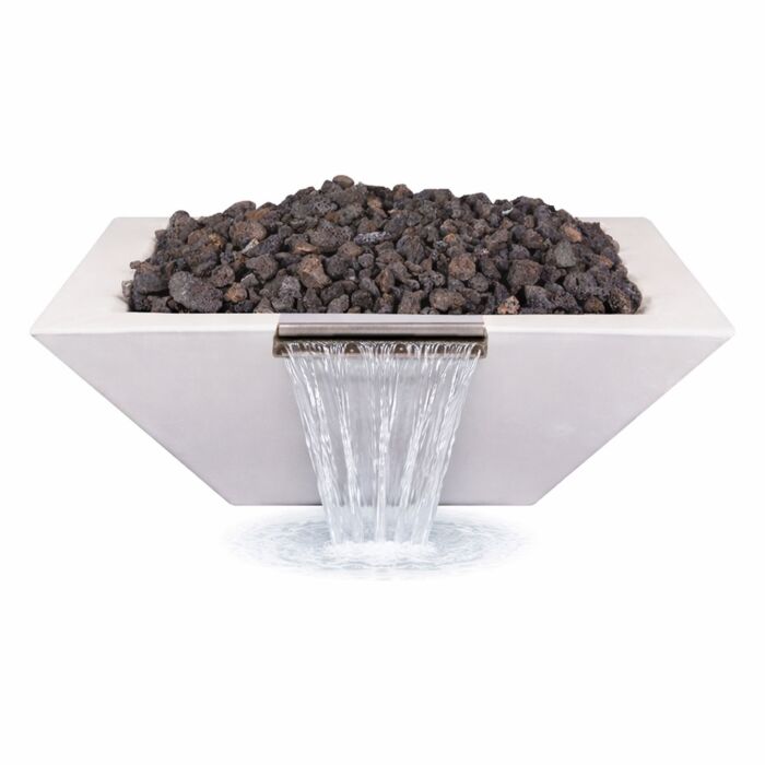 OC Outdoorscapes 26" x 26" Square Classic White Fire & Water Bowl - Natural Gas