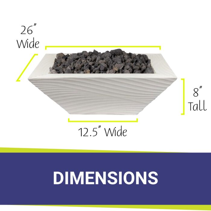 OC Outdoorscapes 26" x 26" Square Don Wave Fire Bowl - Natural Gas