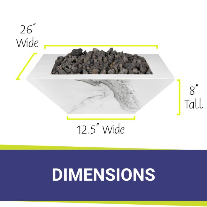 OC Outdoorscapes 26" x 26" Square White Marble Fire Bowl - Natural Gas