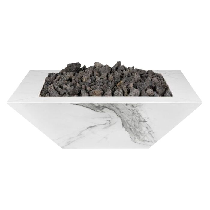 OC Outdoorscapes 26" x 26" Square White Marble Fire Bowl - Natural Gas