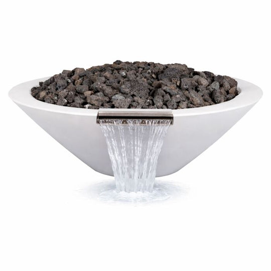 OC Outdoorscapes 26" Round Classic White Fire & Water Bowl - Natural Gas