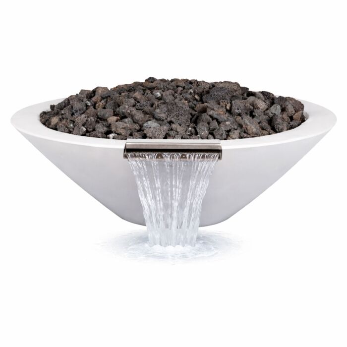 OC Outdoorscapes 26" Round Classic White Fire & Water Bowl - Natural Gas