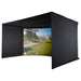 Carl's curved golf simulator enclosure with golfer using iron