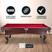 Augusta 8-ft Pool Table - Mahogany Finish with Red Felt