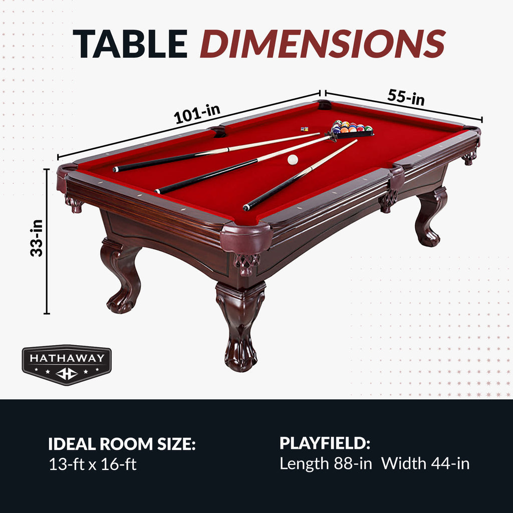 Augusta 8-ft Pool Table - Mahogany Finish with Red Felt