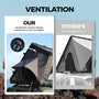 Ventilation comparison showing airflow design of the TOPOAK Stellar rooftop tent versus other rooftop tents