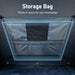 Interior storage bag inside rooftop tent for organizing camping gear and personal items
