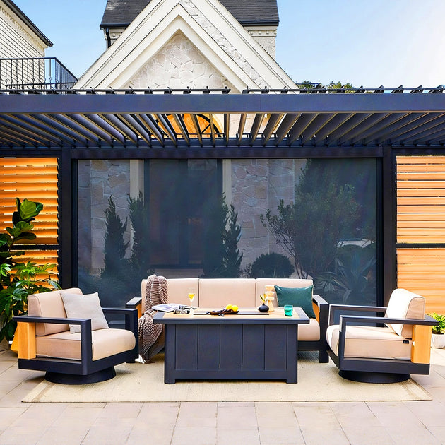 Siena 4-Piece Fire Pit Seating Set - Mirador Outdoor Furniture