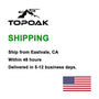 Shipping information and delivery details for the TOPOAK rooftop tent