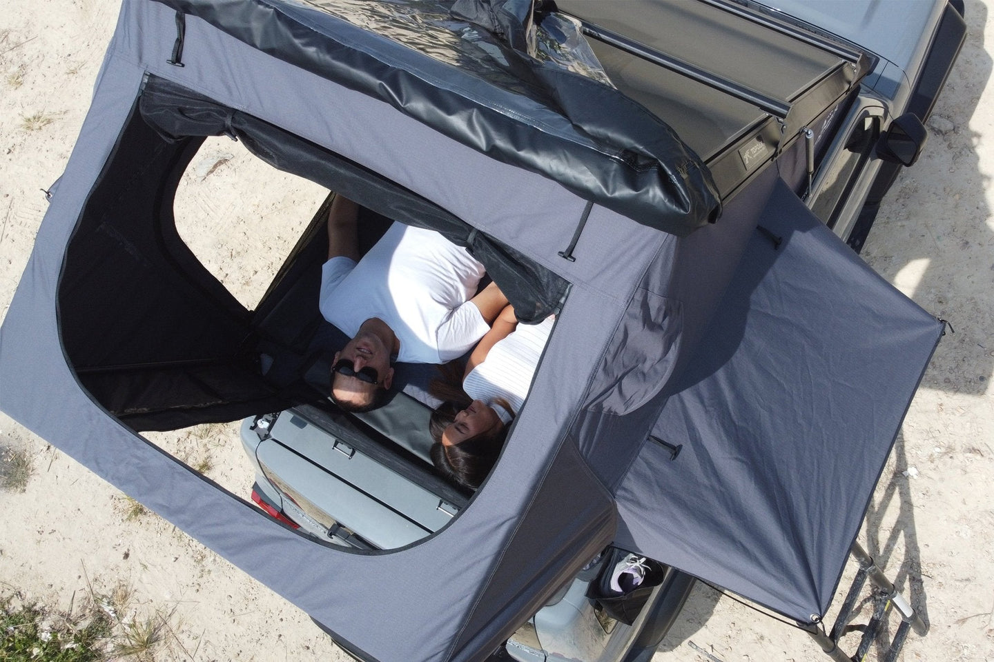 Top view of the spacious interior inside the TOPOAK Stellar rooftop tent