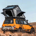 TOPOAK Stellar rooftop tent shown from a rear angle, fully opened on a vehicle for overland camping