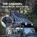 Close-up of the top channel on the TOPOAK Stellar rooftop tent for mounting solar panels