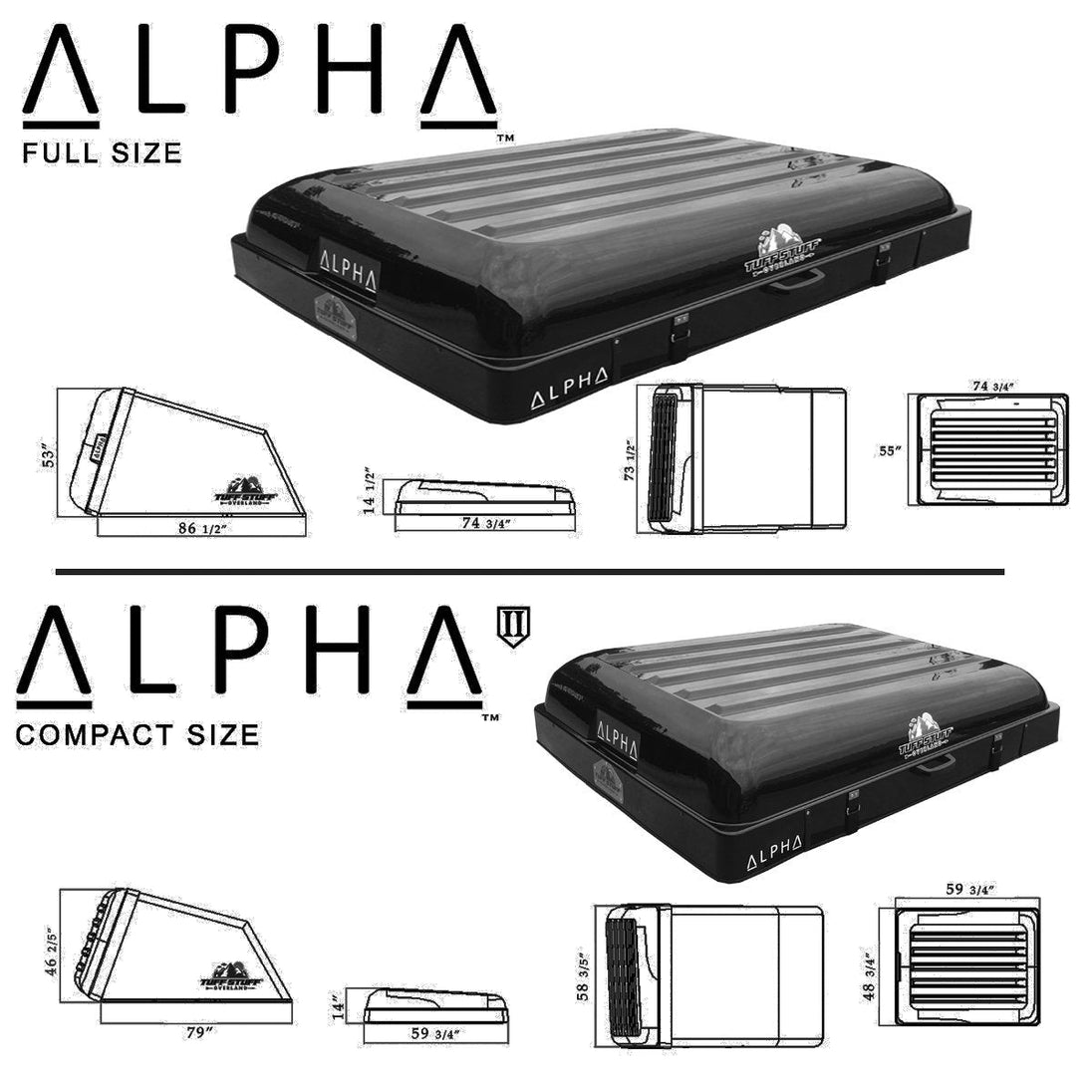Tuff Stuff® ALPHA™ Hard Top Side Open Tent, Black, 4 Person - Tuff Stuff Overland - Roof Top Tent