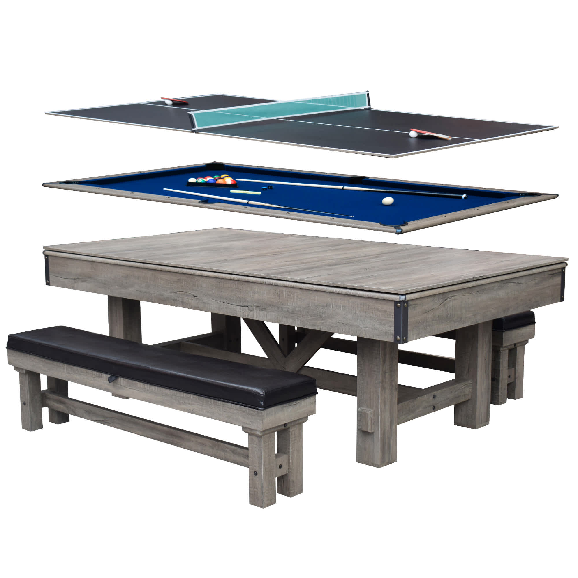 Logan 7-ft Pool Table Combo Set with Benches
